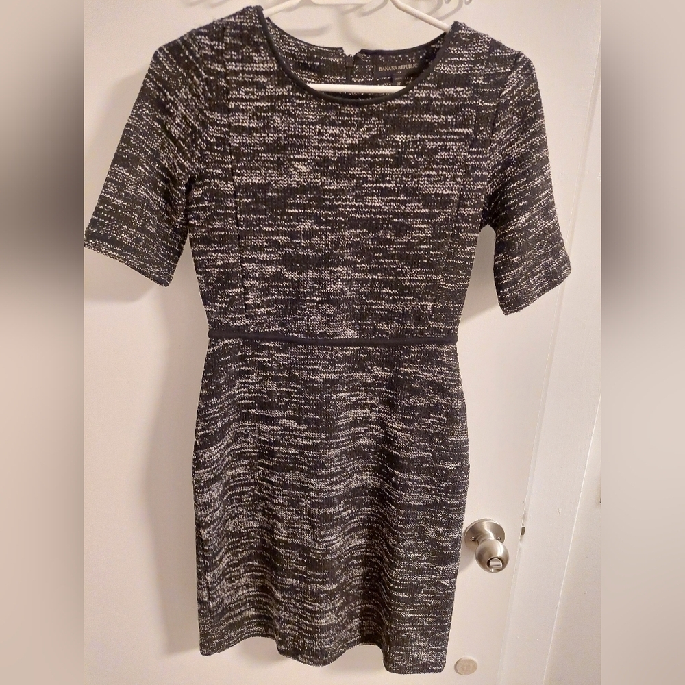 Banana Republic Black and White Textured Mini Dress